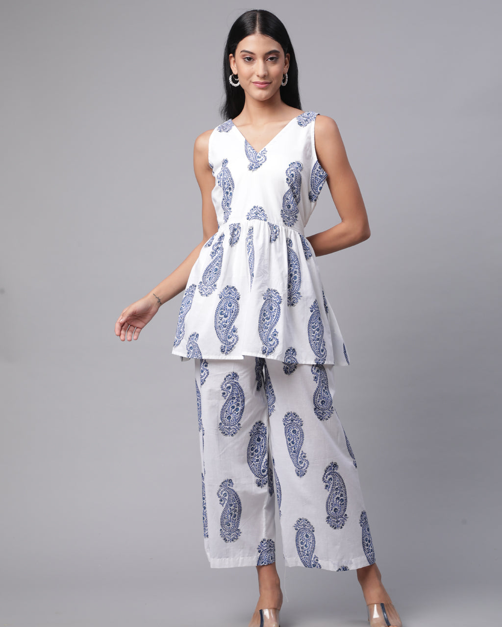 Blue paisley coord set