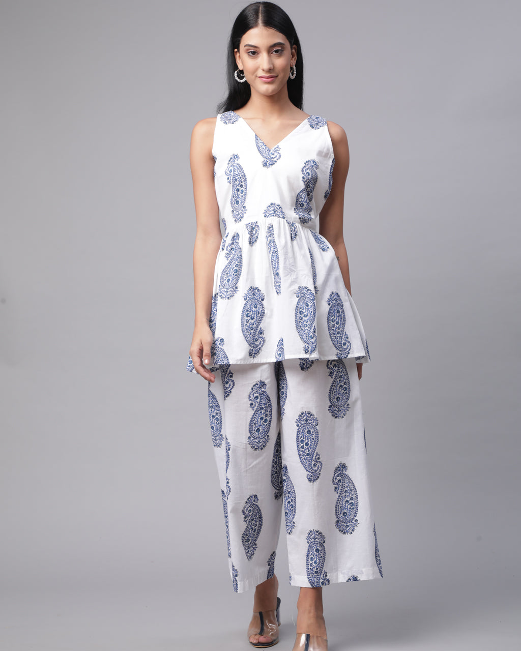 Blue paisley coord set