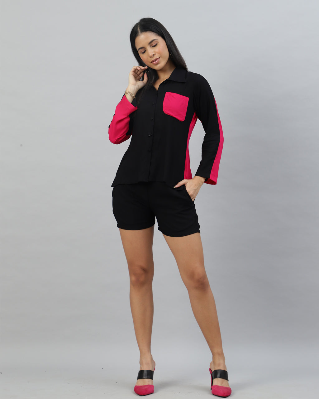 Black Pink Short set