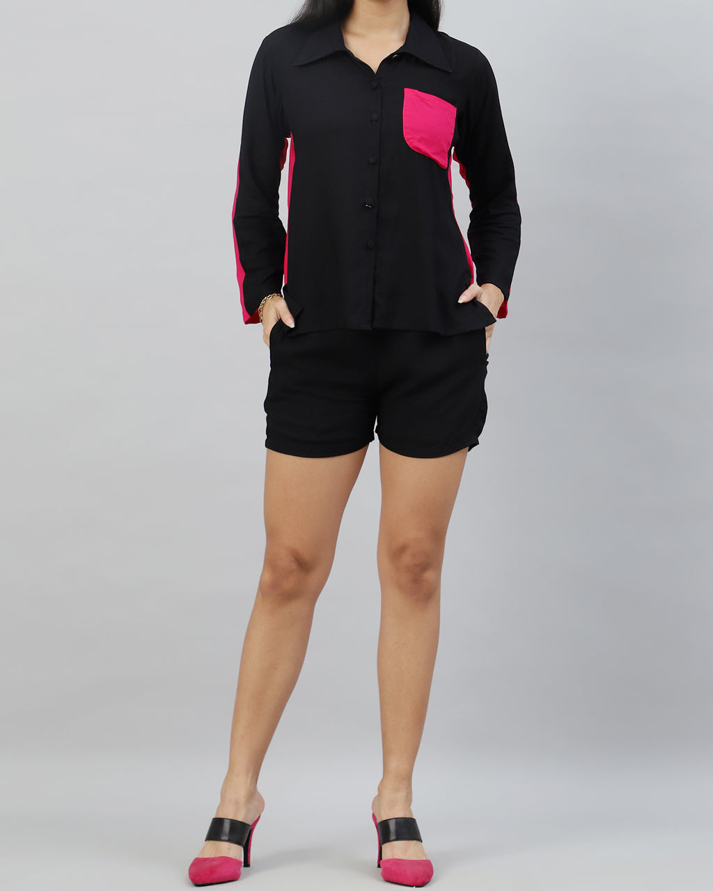 Black Pink Short set